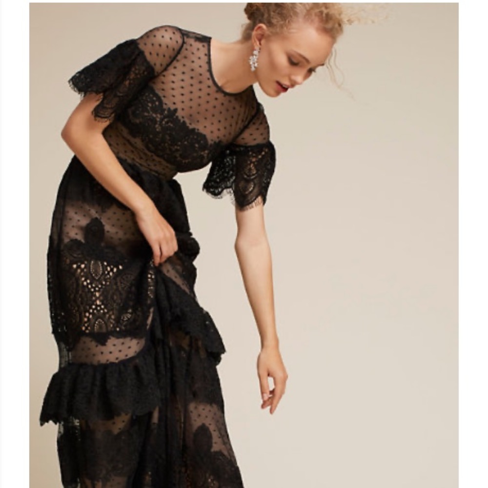 Monique Lhuillier Black Arvada Dress Formal 6